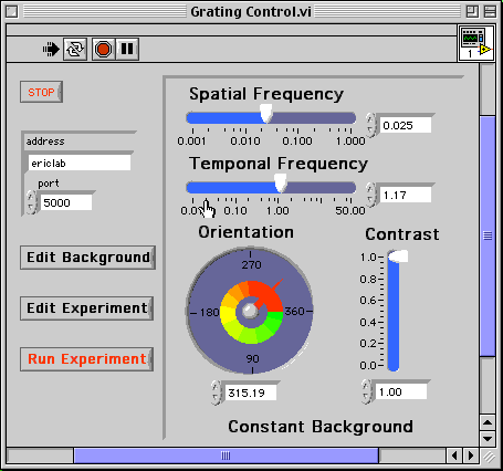 Grating Control Labview panel